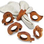 LUOLAO Handmade Wood Napkin Rings Set of 6, Cute Animal Shape Table Decor for Christmas, Thanksgiving and Other Holiday Parties