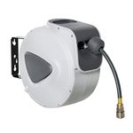 DURHAND Retractable Air Hose Reel 10m+ 90cm Hose Diameter 3/8" 9.5mm, Hose Connector 1/4" BSP, Wall Mount Auto Rewind Hose- Reel