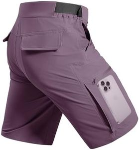 FREE SOLDIER Men's Cargo Hiking Shorts with Belt Lightweight Quick Dry Tactical Shorts with Pockets for Casual Work Golf (Purple 32W10L)