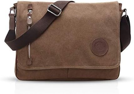 FANDARE Sac à bandoulière Toile Sac Messenger Sac à Bandoulière Sacs Croisés pour 14 Pouces Portable Femmes Homme Shoulder Sac à Bandoulière pour Commutation Travail Voyage École Professeur Marron