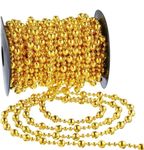 VRB DecTM 5 Mtrs Artificial Pearls Bead Moti Pearls Bead Chain for Jewellery Making, Beads for Bracelet Making, Resin Art,Beads, Crafting, Scrap Booking and Embroidery DIY Craft (5 MTR, 8 MM Golden)