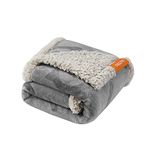 Feandrea Waterproof Dog Blanket, Sherpa Fleece Pet Blanket for Miniature Dogs, Cats, 73 x 63 cm, S, Machine Washable, Reversible Dog Couch Cover Protector, Grey PPB029G01