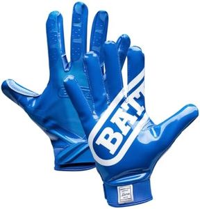 Battle Sports Double Threat Wide Receiver Football Gloves - Adult and Youth Football Gloves - Ultra Stick Gloves - Adult Large, Blue