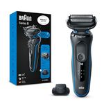 Braun Series 5 Electric Shaver, with Precision Trimmer Attachment for Moustache & Sideburns Trimming, 100% Waterproof, 2 Pin Bathroom Plug, 50-B1200s, Blue Razor