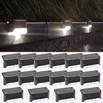 Fohil 16 Pack Solar Fence Lights Outdoor, Solar Step Lights LED Waterproof Patio Decor Solar Powered Deck Lights for Outdoor Stairs, Step, Fence, Yard, Backyard, and Pathway(Cool White)