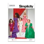 Simplicity 11.5" Doll Clothes Sewing Pattern Packet by Andrea Schewe Design Code S9939, Multicolor