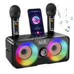 Karaoke Machine for Adults Kids with 2 UHF Wireless Microphones,Portable Bluetooth Singing PA Speaker System with LED Lights for Home Party,Outdoor/Indoor/Wedding,Church,Picnic,Birthday Gifts