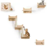 MIUZMORE Pine Cat Wall Shelves, Set