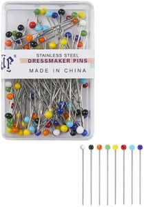 100PCS Sewing Pins for Fabric, Straight Pins Sewing with Pearlized Colored Heads, Quilting Supplies, Pearl, Stick, Corsage, Head (100, Colorful)