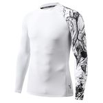 HUGE SPORTS Men's Surfing Rashguard Long Sleeve Quick Dry Swim Tee UPF 50+ UV Sun Protection (White Eagle,3XL)