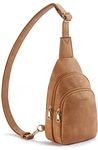 Telena Sling Bag for Women Leather Fanny Pack Crossboday Bags Sling Backpack for Women Camel Brown