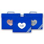 Personalised Book Bag School Kids Children's Boys Girls Junior Toddlers Any Name Glitter Lunch Organiser Swimming P.E Bag Heart (Royal Blue)