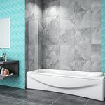 250(Width) x1400mm(Height) Fixed Bath Over Bath Square Glass Panel Shower Screen