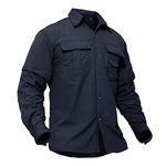 TACVASEN Outdoor Sport Military Tactical Battle Ripstop Long Sleeve Shirt for Men Navy, US XL/Tag 3XL