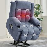 Power Lift Recliner Chair with Massage and Heat for Elderly Adults Lazy Boy Single Sofa Seat with 3 Positions 2 Side Pockets Cup Holders USB Ports Remote Control