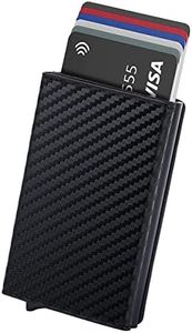 Hision Tarjeteros para Tarjetas de Credito, Automática Pop-up Billeteras de Protección RFID Cuero Cartera para Hombre y Mujer con Monedero