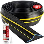 Jin&Bao Universal Garage Door Threshold Seal Strip 10FT, Bottom Weather Stripping Replacement Rubber Waterproof with 1 Black Adhesive