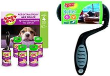 Scotch-Brite Pet Extra Sticky Lint Roller 48 sheets + 4 Scotch-Brite Pet Extra Sticky* Hair Roller Refill 48 sheets,5 rolls- 240 sheets in pack & Scotch-Brite FSR XL Large Surfaces Roller 56 Sheets XL