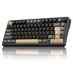 RedThunder K75 75% Wireless Mechanical Gaming Keyboard,Creamy Gasket-Mounted,Volume Knob,UK Layout 81 Keys,2.4G/BT/USB-C,RGB Underglow Lighting,Hot swappable Fast Apricot Switch for PC Mac(Black Gold)