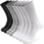 MONFOOT Men's/Women's 8 Pairs Athletic Cushion Crew Socks, Multicolor Small Multipack