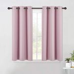 NICETOWN Preteen Girls Room Blackout Curtains - Thermal Insulated Solid Grommet Top Blackout Window Draperies (42 x 45 Inch in Baby Pink, 2 Pieces)