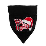 That Dog In Tuxedo Christmas Dog Bandana/Christmas Dog Scarf with Adjustable/Removable Dog Collar (S, Ho Ho Ho - Black)