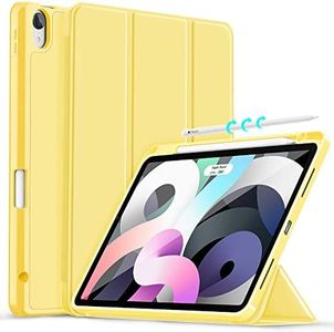 Gahwa New iPad Air 5th Generation Case 2022/iPad Air 4th Generation Case 2020 10.9 Inch Cover with Pencil Holder [Support Touch ID and iPad 2nd Pencil Charging], Trifold Stand Smart Case - Yellow