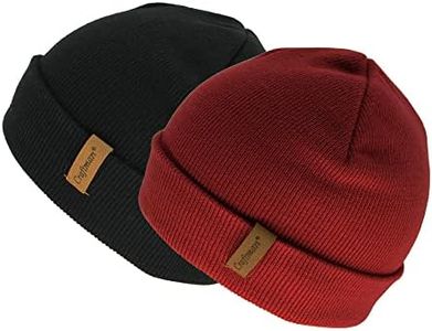Craftman Acrylic Soft Warm Winter Daily use Outdoor Regular Beanie hat for Men and Women for Hike Travel and Fieldwork 2pack(Black/red)