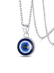 Supcare Dainty Evil Eyes Necklaces for Women, Sterling Silver Blue Eye Protective Pendant Strong Link Chain 16"+2" Inch, Lucky Gifts for Birthday Christmas