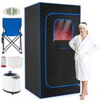 Giantex Portable Steam Sauna Box, Full Body Sauna Tent, 3L/1200W Fast-Heat Steamer, 15-Level Temperature, Remote Control, 99-Min Timer, Foldable Chair, Personal Home Spa, 35" x 35" x 71" (Blue)