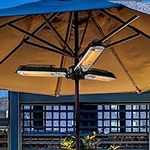 Skypatio Electic Parasol Patio Heater Folding Electric Outdoor Umbrella Space Heater 3 Infrared Heating Lamps for Pergola or Gazebo, 1500W, Black