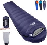 QEZER 0 Degree Down Sleeping Bag 650 FP for Adults Backpacking Sleeping Bag with Compression Sack