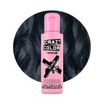 Crazy Color Black Semi-Permanent Hair Dye. Highly Pigmented Blue Black Conditioning & Oil Nourishing Vegan Formula | No Bleach or Ammonia | 100ml