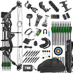Archery Compound Bow and Arrow Set for Adult and Youth 30-55 Lbs Right/Left Hand Hunting Bow Set with All Bow Accessories (Right Hand, Black)