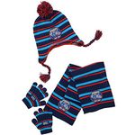 Thomas The Tank Engine Boys Girls Knitted Bobble Hat Scarf & Glove Set UK Seller - Navy Stripe