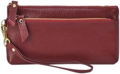 NGIL Genuine Leather Wristlet Zippered Wristlet for Women, RFID Blocking Wallet, Wristlet Wallet, Coin Wallet, Wristlet Wallets for Women, Real Leather Wristlet (Red)