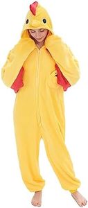 NEWCOSPLAY Unisex Adult Onesie Pajamas Animal One Piece Costume Cosplay Sleepwear, Yellow Chicken, Large