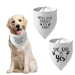 UgyDuky 2Pcs Dog Wedding Bandana Dog Scarf with Letter Printing Will You Marry My Dad & She Said Yes Pet Triangle Bibs Dog Handkerchiefs Dog Wedding Attire Accessories for S/M/L Pets Wedding Gift (B)