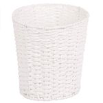 Zuvo Round Wicker Waste Paper Bin and Basket- Rubbish Basket for Bedroom, Bathroom, Offices or Home (White)