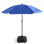 Out There! 240cm (7ft 8in) Parasol with Base Garden Beach Parasol Umbrella | Outdoor Sun Shade with Adjustable Height and Base