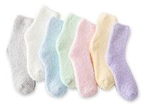 Women's Cozy Fluffy Socks Fuzzy Socks Plush Socks 5,6,7,8 Pairs, 7 Pairs Solid Color, 4-9