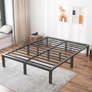 FUIOBYVV Queen Bed Frame, 14 Inch Heavy Duty Metal Platform Bed Frame Queen Size Support Up to 3500 lbs, No Box Spring Needed/No Shaking/Steel Slat Support/Noise Free/Easy Assembly