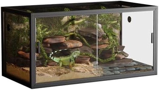 Garvee 120 gal Reptile Terrarium 4x2x2 ft, Bearded Dragon Tank Snake Enclosure with Sliding Glass Doors, Heavy Duty Screen Ventilation Top for Bearded Dragons, Ball Python, Geckos, Lizards Black