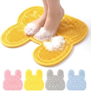 Shower Foot and Back Scrubber with Suction Cups, Shower Foot Scrubber, Exfoliating Bath Wash Pad, Wall Mounted Slip Suction Cups for Use in Cleaner Men and Women to Soothe Achy Feet (Yellow)