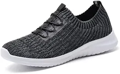 TIOSEBON Women's Lightweight Walking Shoes Comfortable Slip-On Running Sneakers Deep Gray 7 US Wide