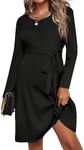 Ekouaer Womens 2023 Maternity Dresses Crew Neck Long Sleeve Pregnancy Dress Baby Shower Dress Black XXL