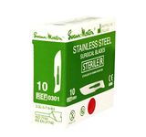 Swann-Morton #10 Sterile Surgical Blades, Stainless Steel [Individually Packed, Box of 100]