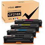 v4ink CF210X 131X Toner Cartridges Replacement for HP 131X 131A CF210X CF211X CF213X CF212X Compatible with LaserJet Pro 200 color M251n M251nw MFP M276n M276nw(Black Cyan Magenta Yellow,4-Pack)