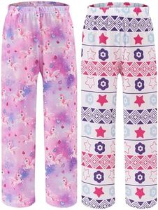 Ekouaer Girls Soft Pajamas Pants Cute Print Pattern PJ Bottoms Comfortable Lounge Long Pants with 2 Pockets Horse Printed Pants 120