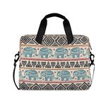 DerlonKaje Boho Laptop Bag 15.6 inch, Large-Capacity Laptop Case with Strap, Bohemian Ethnic Elephant